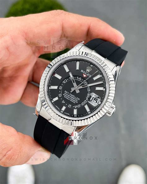 rolex skydweller rubber strap|rolex rubber strap 22mm.